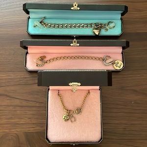 Original statement bracelets (2) and necklace by Juicy Couture